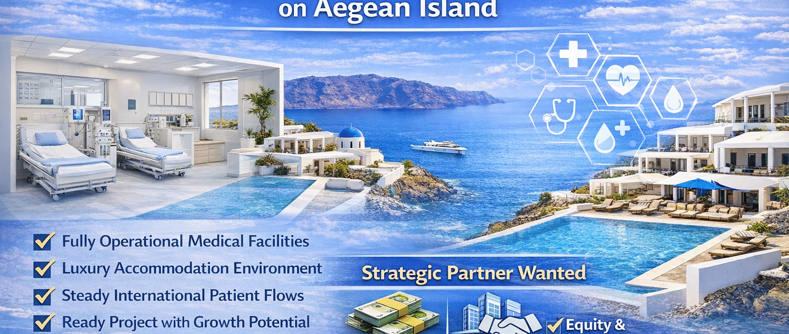 Ready medical tourism project on a Greek Aegean island with modern infrastructure and premium hospitality facilities