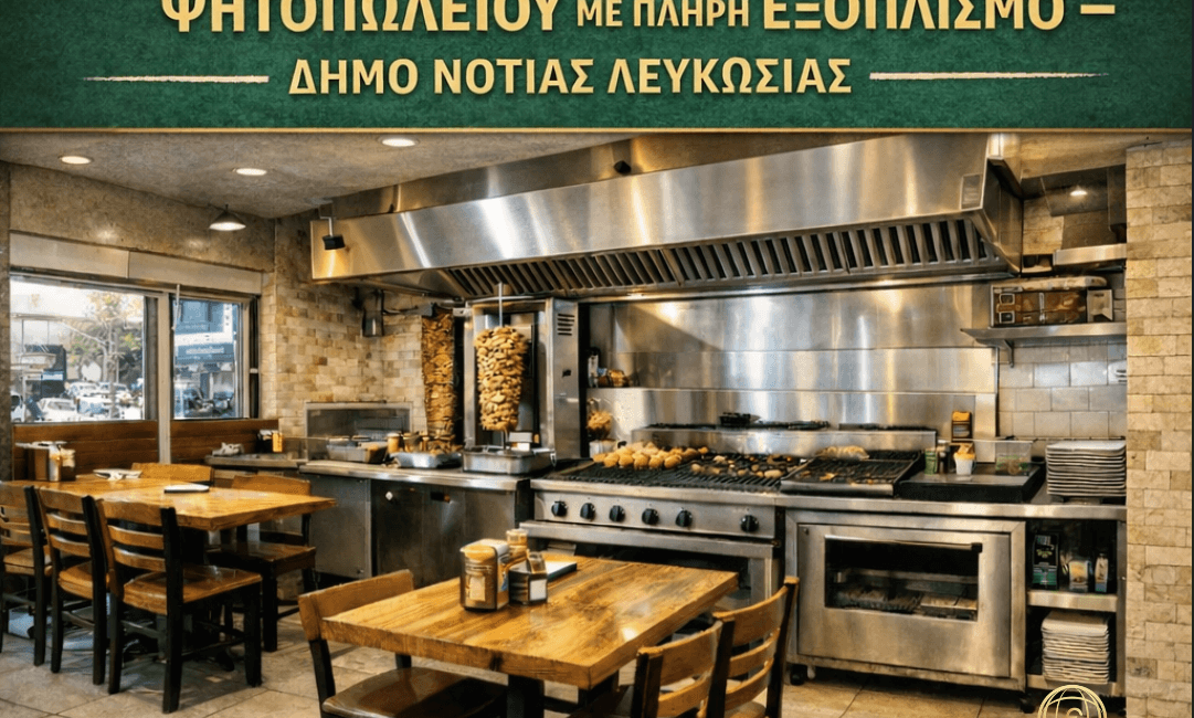 Fully equipped grill restaurant for sale in South Nicosia Cyprus with professional kitchen, takeaway and delivery setup, ready food business opportunity