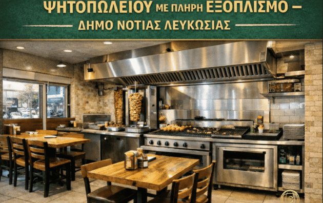 Fully equipped grill restaurant for sale in South Nicosia Cyprus with professional kitchen, takeaway and delivery setup, ready food business opportunity