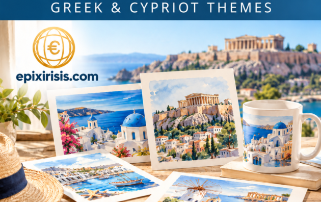 Tourist artwork licensing rights – Original Greek travel art designs and tourism-themed illustrations