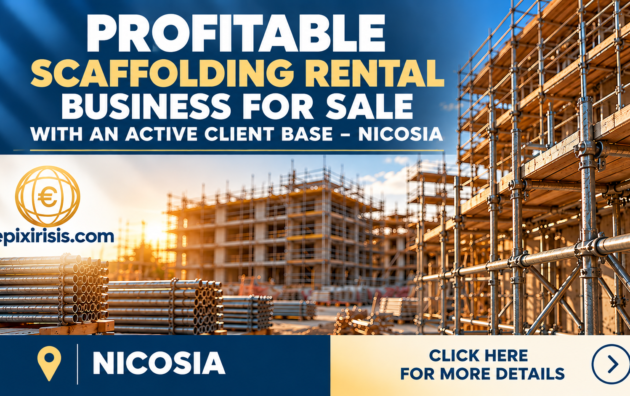 Profitable scaffolding rental business for sale in Nicosia, Cyprus, with an active client base, scaffolding equipment and transport vehicles