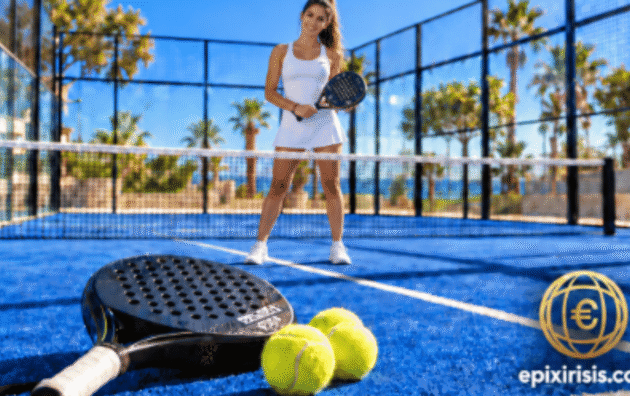 Padel Club στη Λάρνακα προς πώληση ή επενδυτική συμμετοχή – αθλήτρια με ρακέτα σε γήπεδο padel.